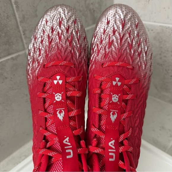 Under Armour Red and Silver Cleats Size 10 Men main image 6